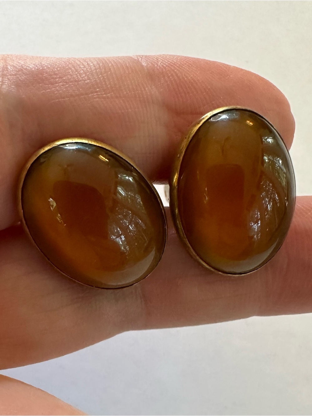 Vintage Men's Brown Oval Cufflinks - HICKOK USA